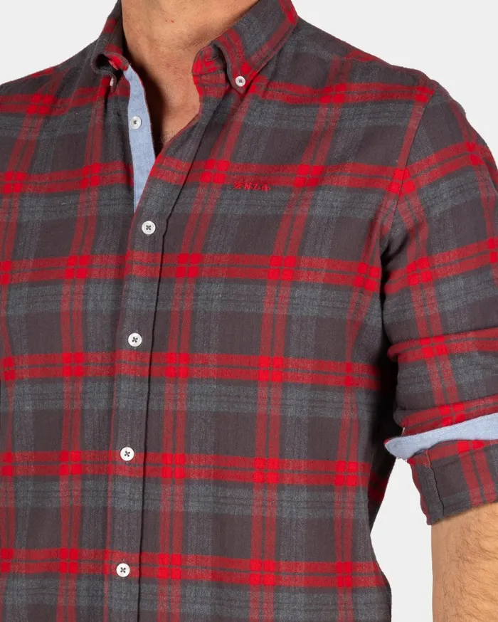 Men Shirts NZA New Zealand Auckland Brown And Red Checkered Shirt 8211 Mud Men Shirts NZA New Zealand Auckland Brown And Red Checkered Shirt 8211 Mud