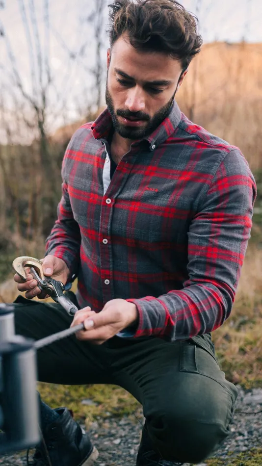 Men Shirts NZA New Zealand Auckland Brown And Red Checkered Shirt 8211 Mud Men Shirts NZA New Zealand Auckland Brown And Red Checkered Shirt 8211 Mud