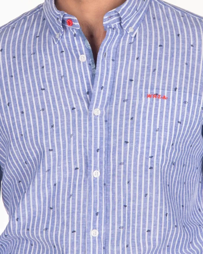 Men Shirts NZA New Zealand Auckland Linen And Cotton Shirt With Stripes Men Shirts NZA New Zealand Auckland Linen And Cotton Shirt With Stripes