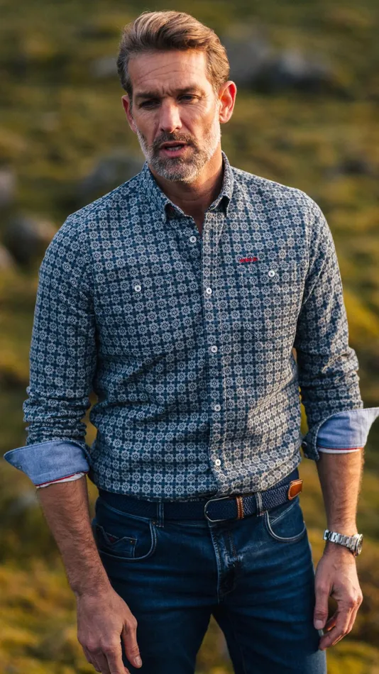 Men Shirts NZA New Zealand Auckland Navy Corduroy Shirt With Polka Dots 8211 Winter Navy