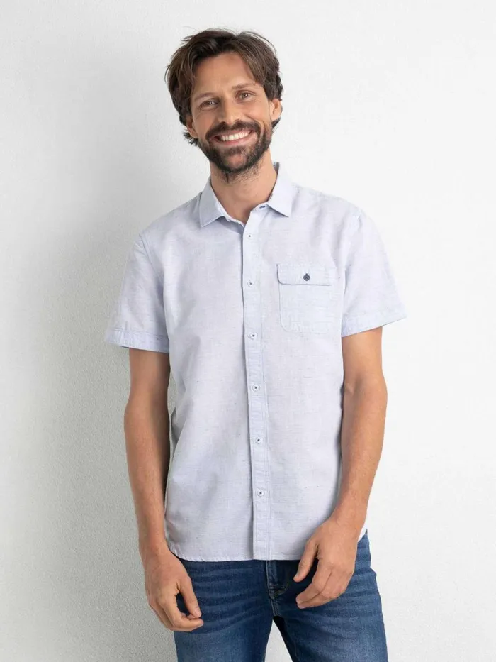 Men Shirts Petrol Industries Marl ShortSleeved Shirt Imperial Blue