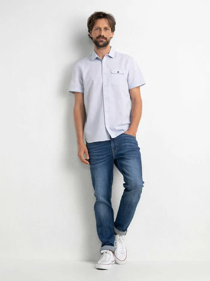 Men Shirts Petrol Industries Marl ShortSleeved Shirt Imperial Blue