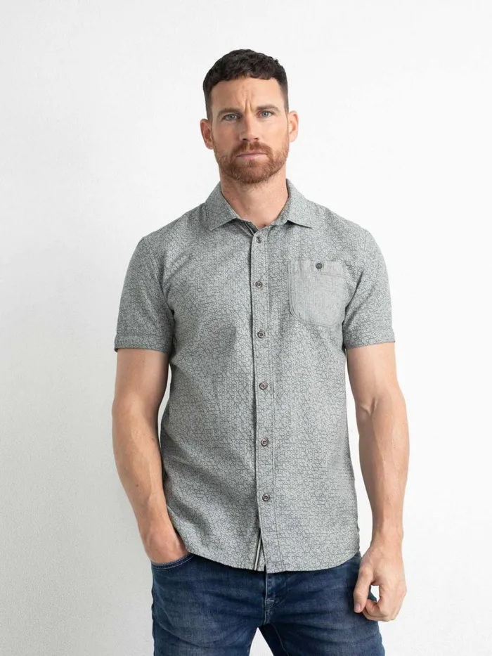 Men Shirts Petrol Industries MiniPrint ShortSleeved Shirt Dusty Army