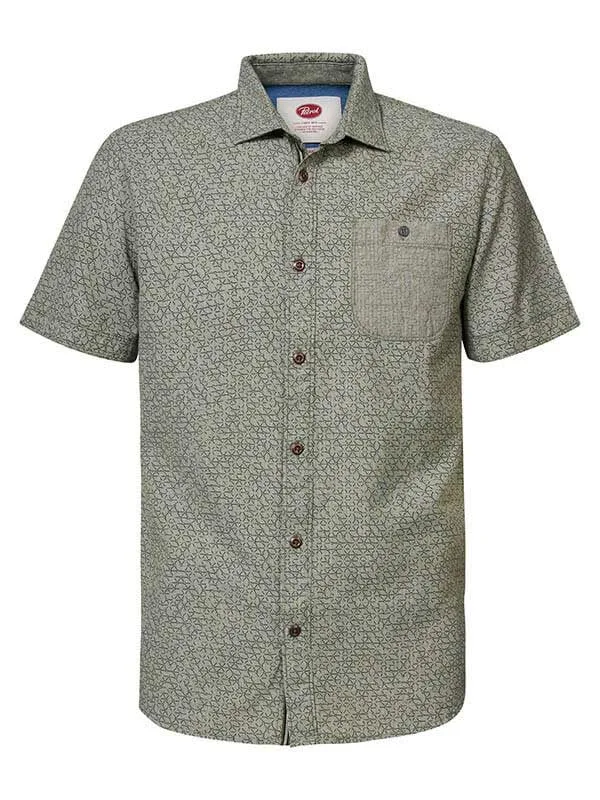 Men Shirts Petrol Industries MiniPrint ShortSleeved Shirt Dusty Army