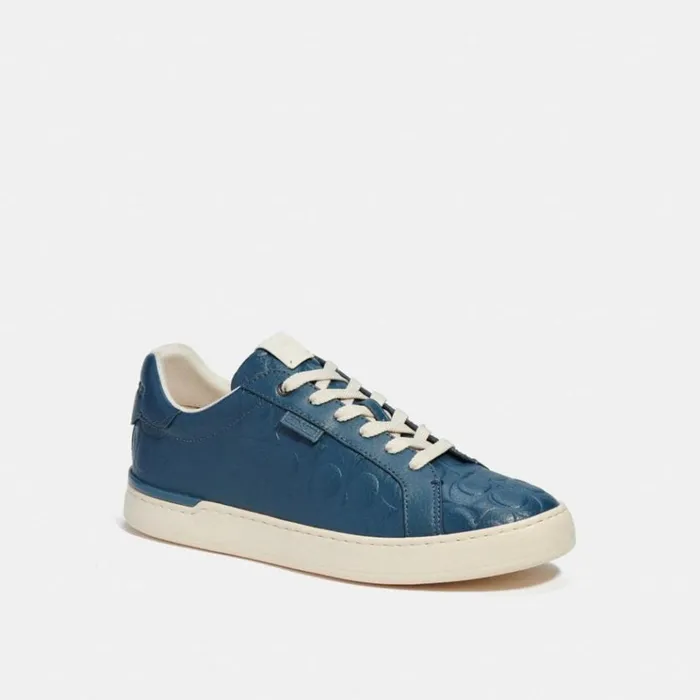 Men Sneakers Coach Lowline Low Top Sneaker In Signature Leather Dark Denim