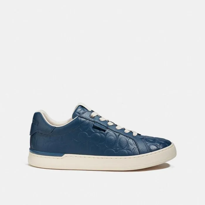 Men Sneakers Coach Lowline Low Top Sneaker In Signature Leather Dark Denim