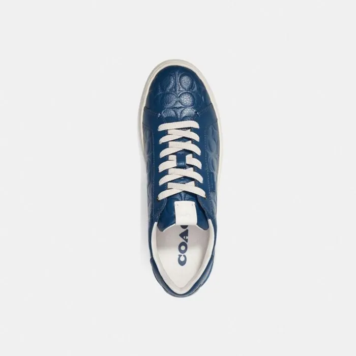 Men Sneakers Coach Lowline Low Top Sneaker In Signature Leather Dark Denim