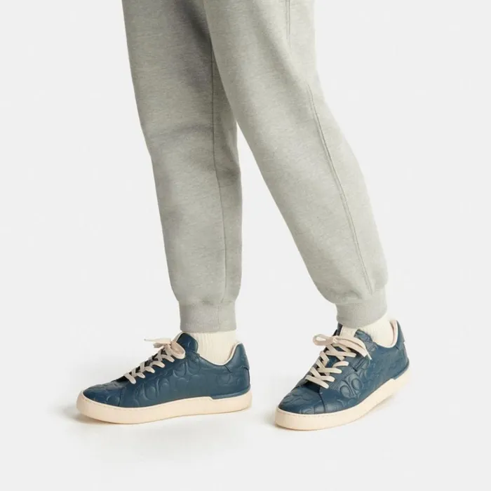 Men Sneakers Coach Lowline Low Top Sneaker In Signature Leather Dark Denim