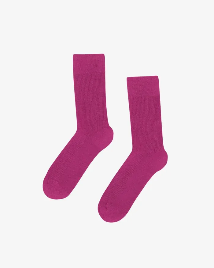Men Socks and Colorful Standard Classic Organic Sock Magenta Blaze