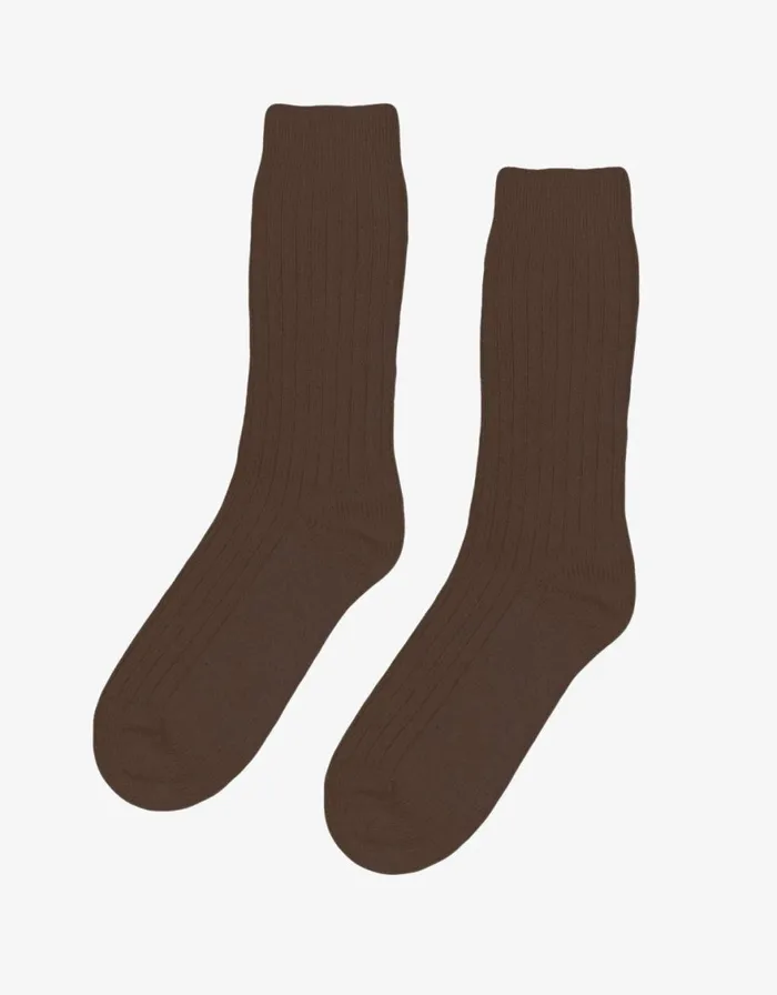 Men Socks and Colorful Standard Merino Wool Blend Sock Coffee Brown