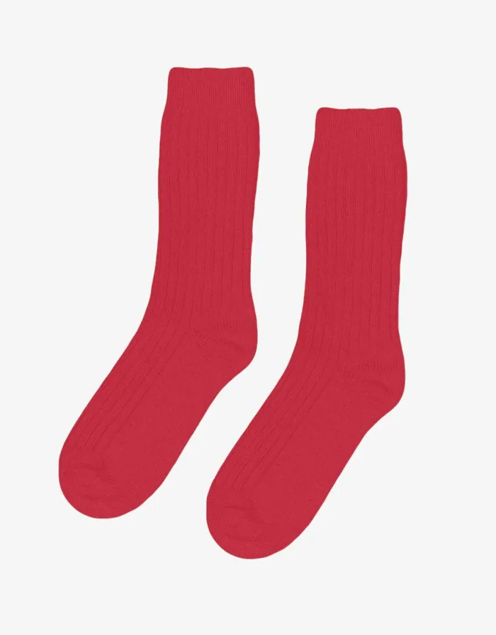 Men Socks and Colorful Standard Merino Wool Blend Sock Scarlet Red