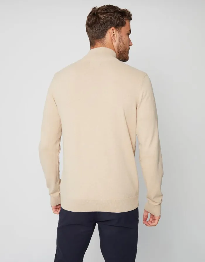 Men Stone Rib Detail Knitted Quarter Zip Jumper Threadbare Jumpers Men Stone Rib Detail Knitted Quarter Zip Jumper Threadbare Jumpers