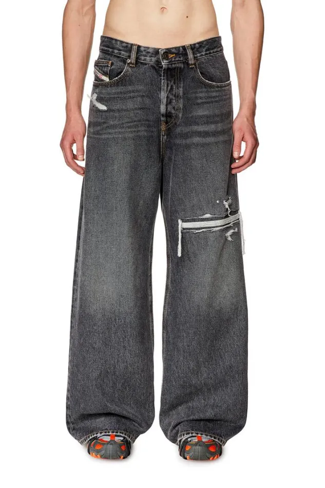 Men Straight Jeans DRise 007f6 Blackdark Grey Diesel Straight Men Straight Jeans DRise 007f6 Blackdark Grey Diesel Straight
