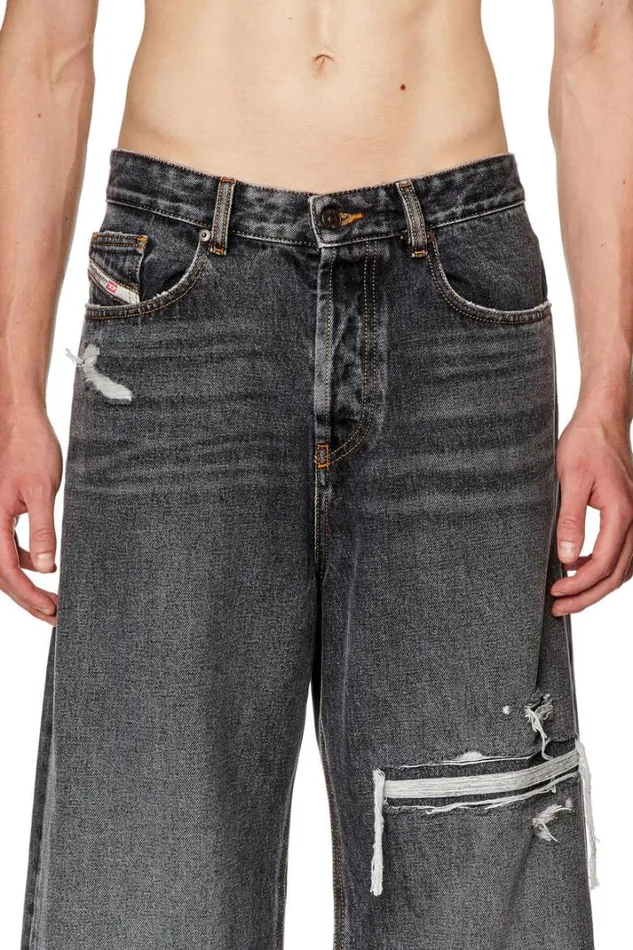 Men Straight Jeans DRise 007f6 Blackdark Grey Diesel Straight Men Straight Jeans DRise 007f6 Blackdark Grey Diesel Straight
