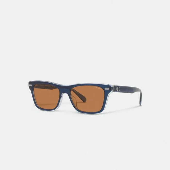 Men Sunglasses Coach Beveled Signature Square Sunglasses Bluebrown