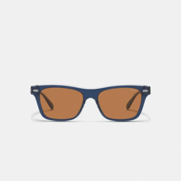 Men Sunglasses Coach Beveled Signature Square Sunglasses Bluebrown