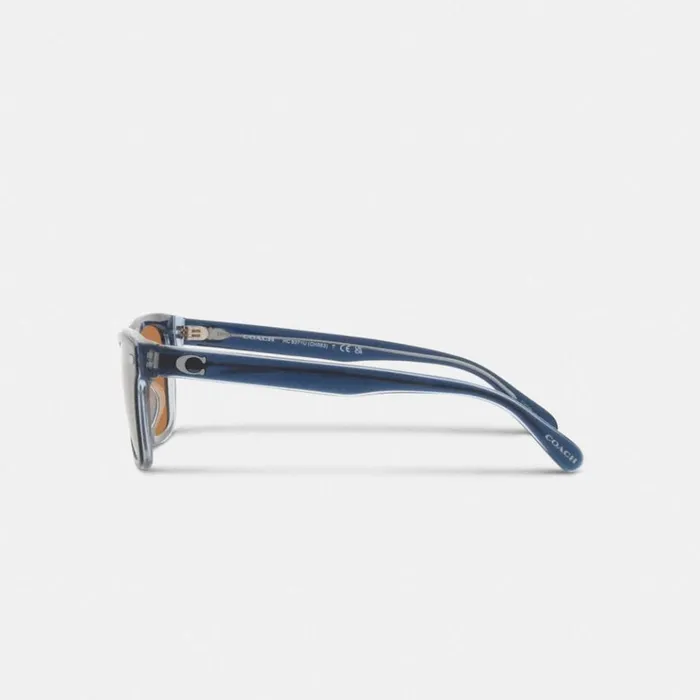 Men Sunglasses Coach Beveled Signature Square Sunglasses Bluebrown