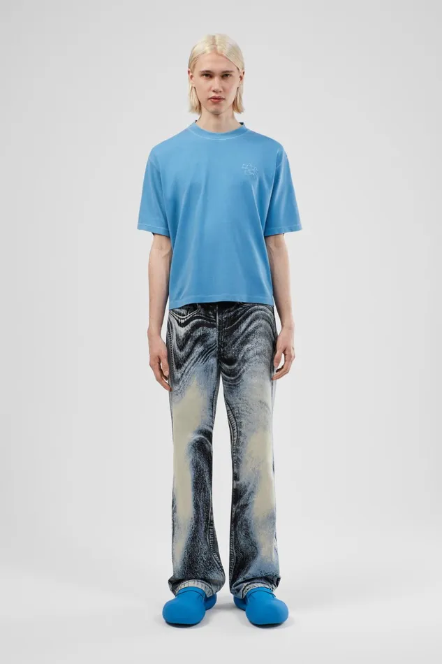 Men TShirt Blue Organic Cotton TShirt Camper Jersey