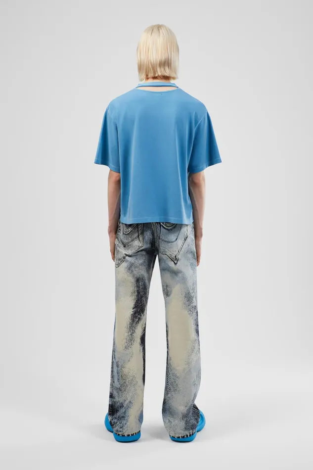 Men TShirt Blue Organic Cotton TShirt Camper Jersey Men TShirt Blue Organic Cotton TShirt Camper Jersey