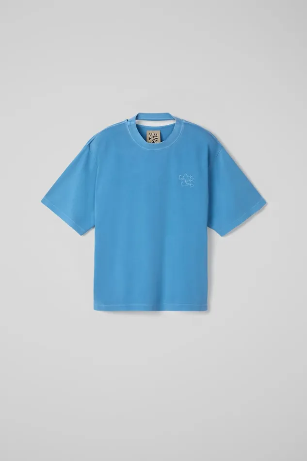 Men TShirt Blue Organic Cotton TShirt Camper Jersey Men TShirt Blue Organic Cotton TShirt Camper Jersey