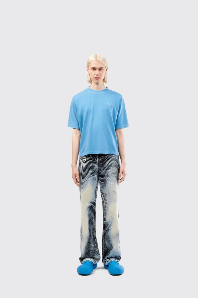 Men TShirt Blue Organic Cotton TShirt Camper Jersey Men TShirt Blue Organic Cotton TShirt Camper Jersey
