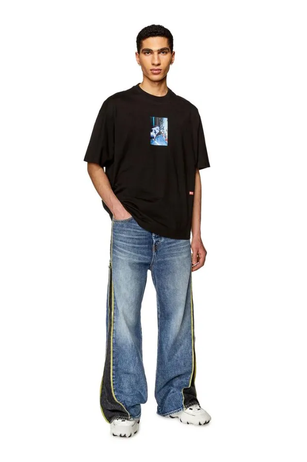 Men TWashL3 Black Diesel Tshirts