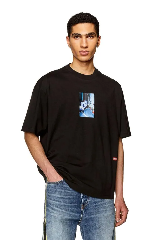 Men TWashL3 Black Diesel Tshirts