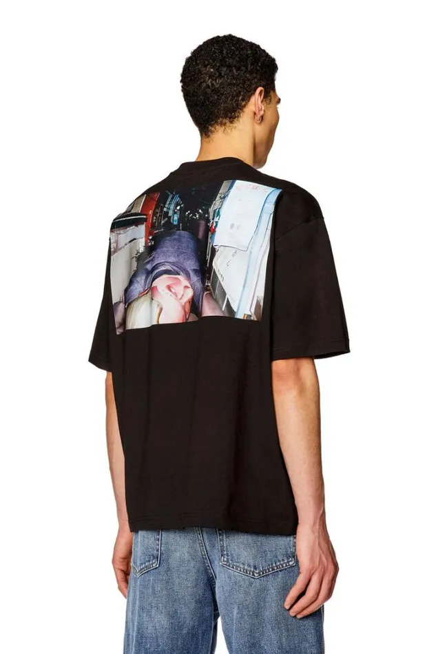 Men TWashL3 Black Diesel Tshirts