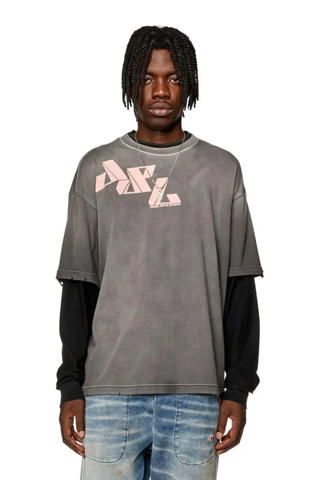 Men TWasyLs Grey Diesel Tshirts