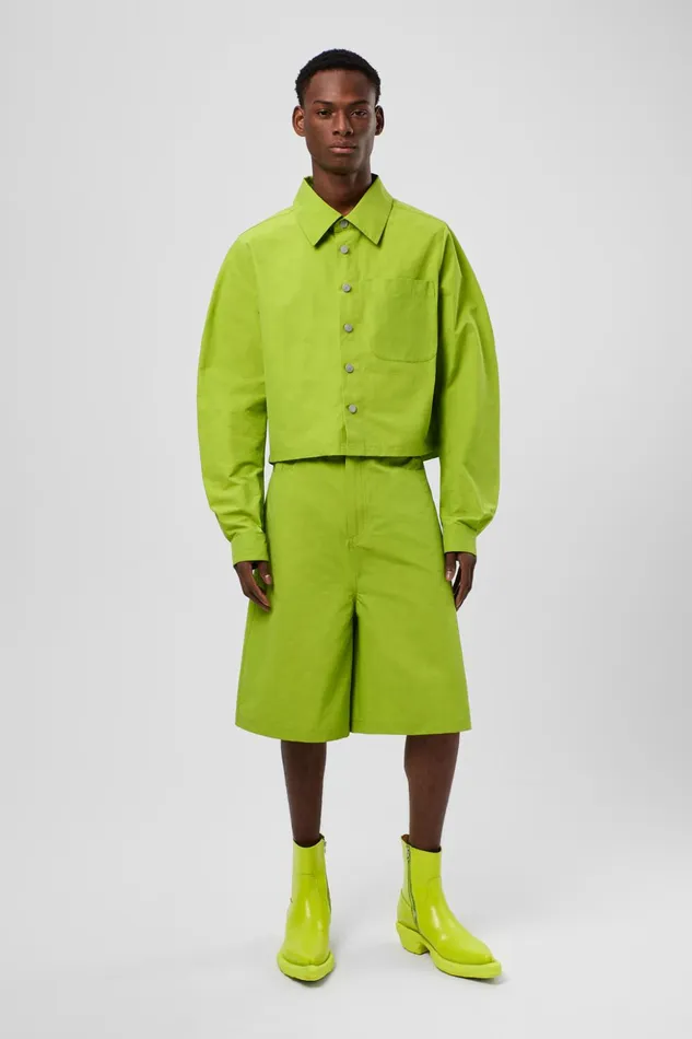 Men Tech Shorts Green CottonNylon Shorts Camper TrousersandShorts
