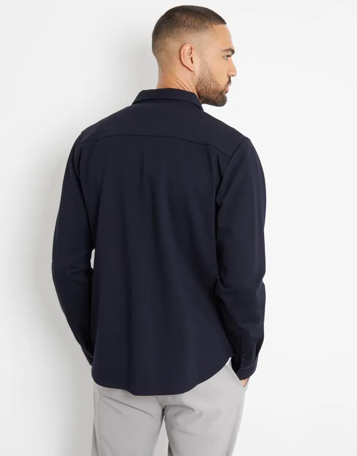 Men Threadbare Luxe Navy Heavyweight Long Sleeve Shirt Threadbare Shirts