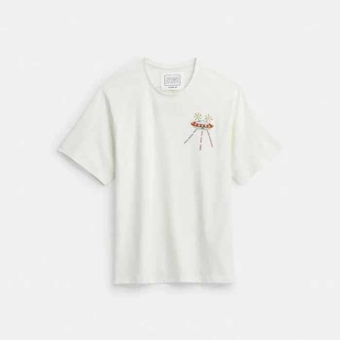 Men Tops and Bottoms Coach Coach X Observed By Us T Shirt Cream Multi