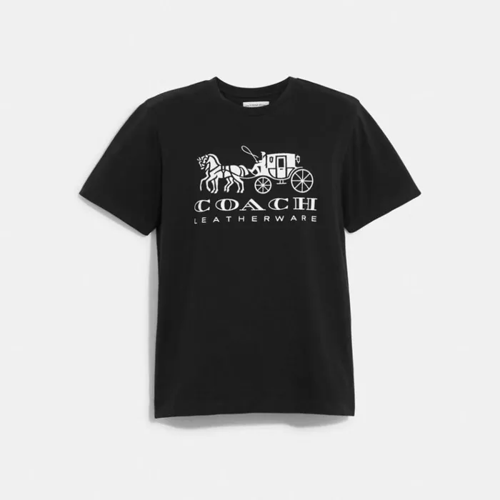 Men Tops and Bottoms Coach Horse And Carriage T Shirt In Organic Cotton Black