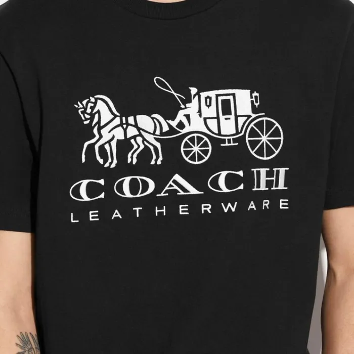 Men Tops and Bottoms Coach Horse And Carriage T Shirt In Organic Cotton Black Men Tops and Bottoms Coach Horse And Carriage T Shirt In Organic Cotton Black