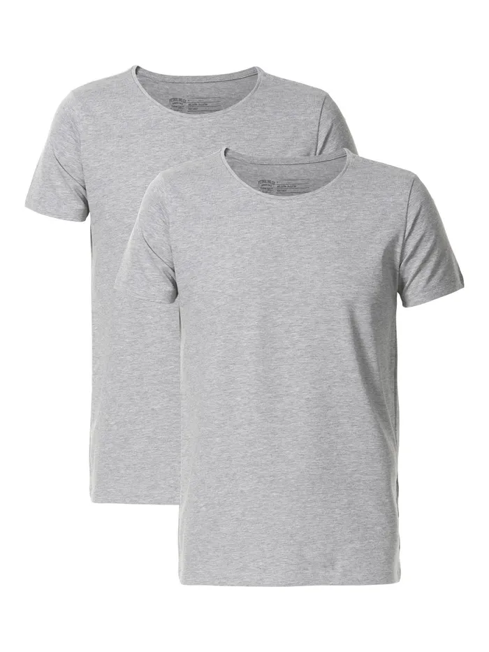 Men Underwear Petrol Industries 2Pack Basic Crew Neck TShirt Light Grey Melee Men Underwear Petrol Industries 2Pack Basic Crew Neck TShirt Light Grey Melee