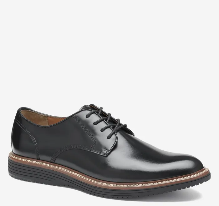 Men Upton Plain Toe Black Full Grain JohnstonandMurphy Dress Shoes
