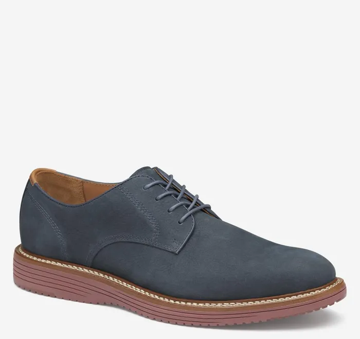 Men Upton Plain Toe Navy Nubuck JohnstonandMurphy LaceUps