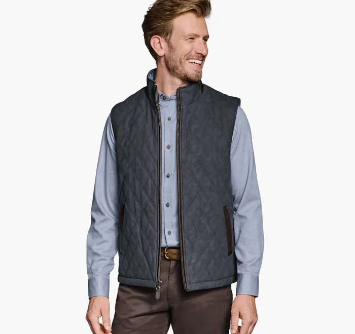 Men Upton Reversible Vest Blue Plaidnavy JohnstonandMurphy Coats Jackets and Vests Men Upton Reversible Vest Blue Plaidnavy JohnstonandMurphy Coats Jackets and Vests