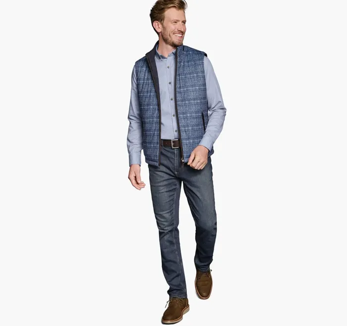 Men Upton Reversible Vest Blue Plaidnavy JohnstonandMurphy Coats Jackets and Vests Men Upton Reversible Vest Blue Plaidnavy JohnstonandMurphy Coats Jackets and Vests