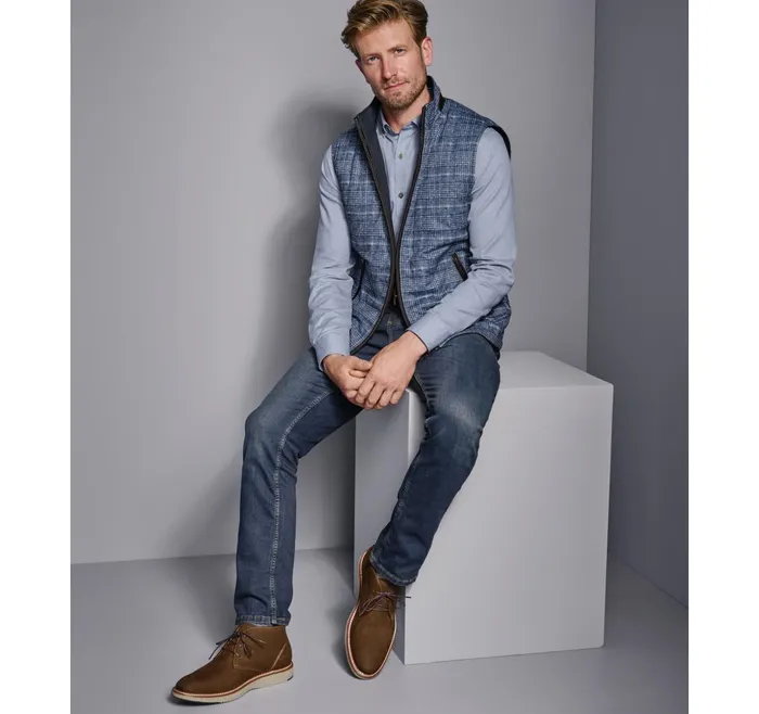 Men Upton Reversible Vest Blue Plaidnavy JohnstonandMurphy Coats Jackets and Vests Men Upton Reversible Vest Blue Plaidnavy JohnstonandMurphy Coats Jackets and Vests