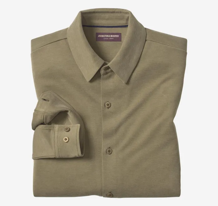 Men Vintage Birdseye ButtonFront Olive JohnstonandMurphy Shirts