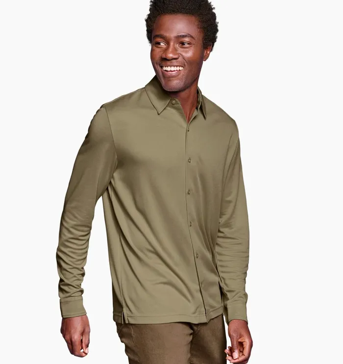 Men Vintage Birdseye ButtonFront Olive JohnstonandMurphy Shirts Men Vintage Birdseye ButtonFront Olive JohnstonandMurphy Shirts