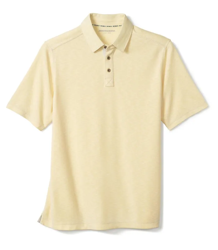 Men Vintage Slub Polo Light Yellow JohnstonandMurphy Polos and Tees Men Vintage Slub Polo Light Yellow JohnstonandMurphy Polos and Tees