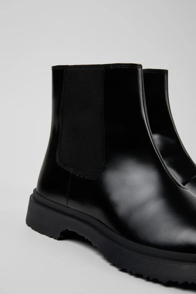 Men Walden Black Leather Ankle Boots Camper Ankle Boots