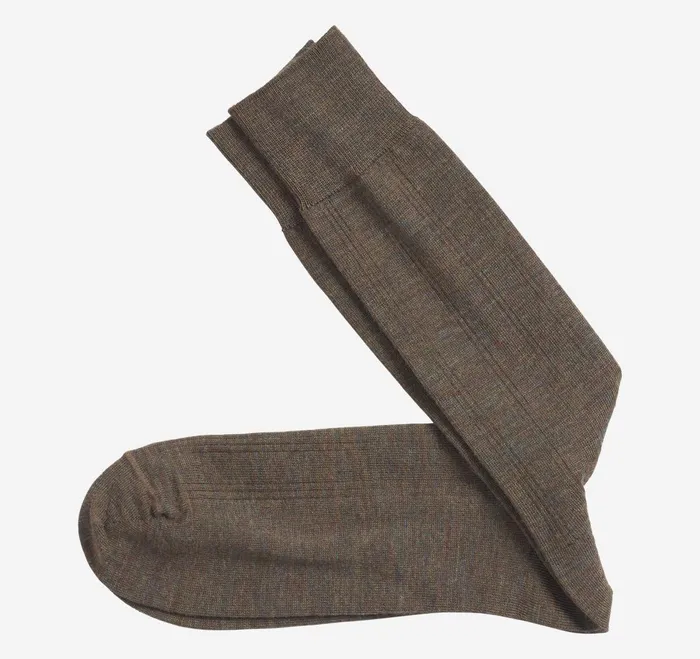 Men Wool Ribbed Socks Brown JohnstonandMurphy Socks