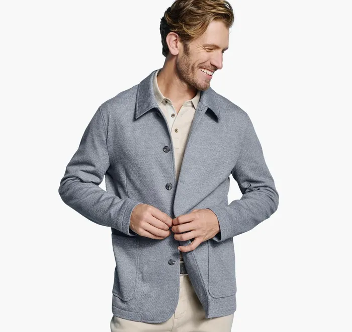 Men Xc Flex Knit FullButton Blazer Blue JohnstonandMurphy Blazers