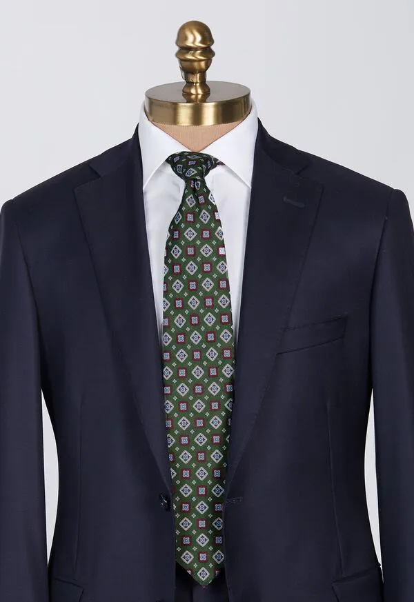 Mens Paulstuart Printed Linen Medallion Tie Blue Ties