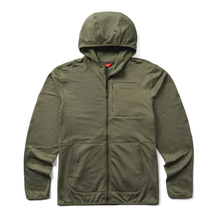 Merrell Tops Men Geotex Full Zip Hoodie Dusty Olive Heather