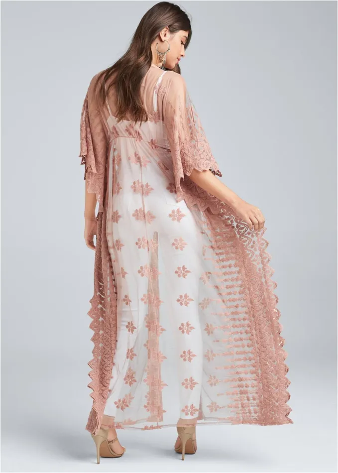 MESH AND LACE KIMONO Rose Women VENUS Jackets