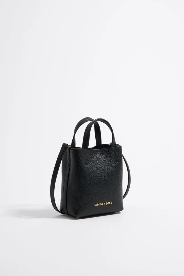 Mini Black Leather Chihuahua Bag Black Women Bimba Y Lola Crossbody Bags